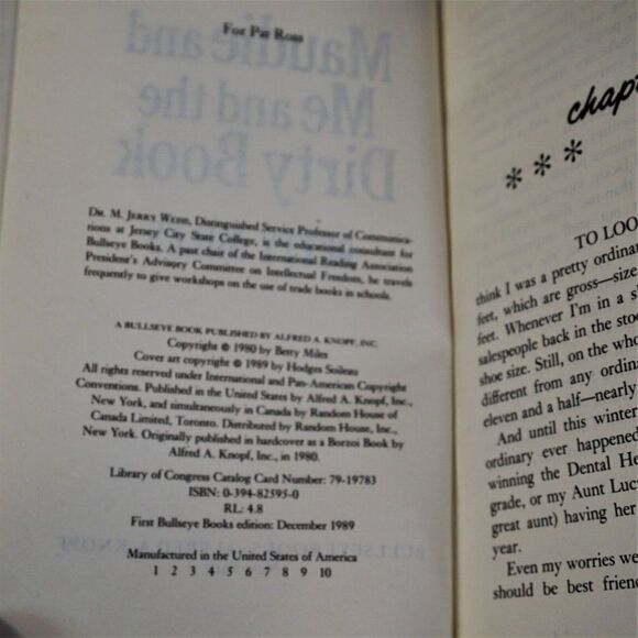 Maudie and Me and the Dirty Book By Betty Miles 1989 Hardcover A Knopf Publisher - Picture 6 of 7